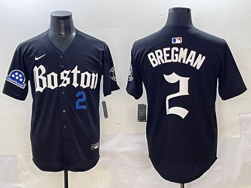 Men 2025 Boston Red Sox 2 Bregman Black Five generations Joint Name Nike MLB Jersey style 27
